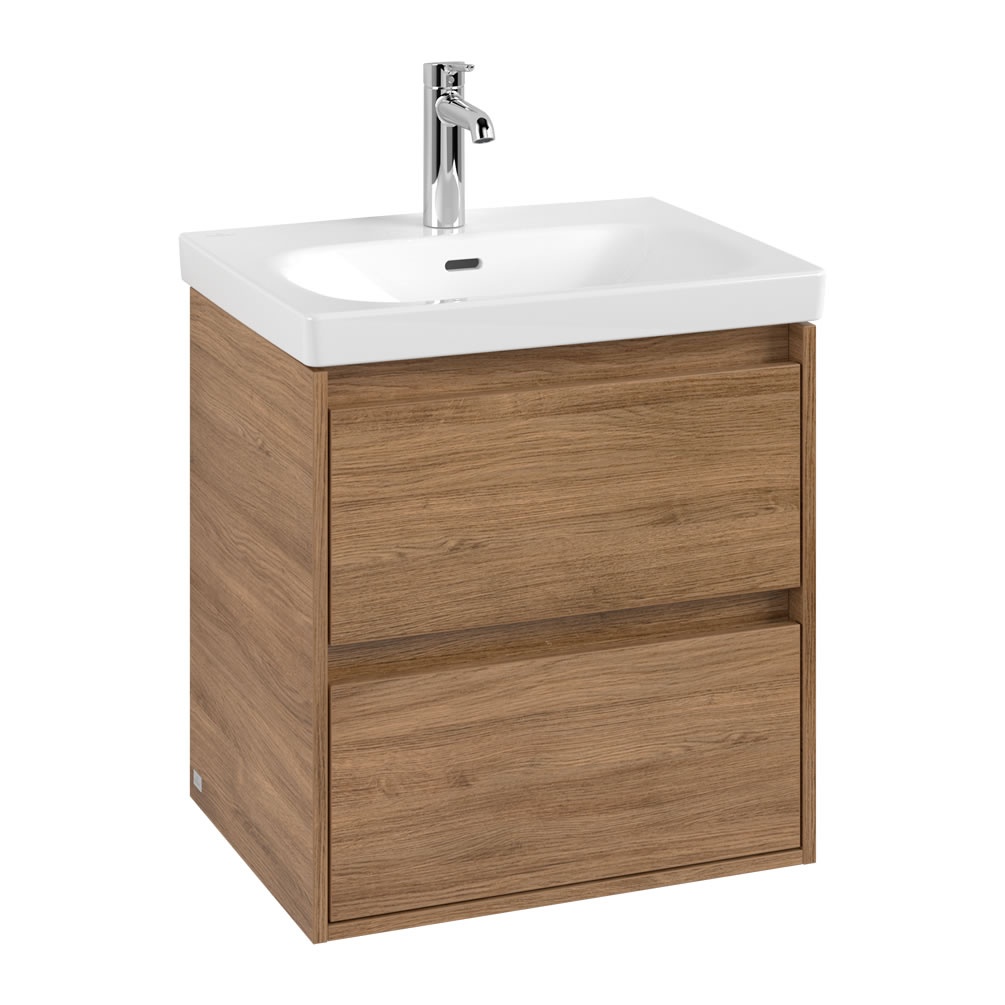 Cutout image of Villeroy & Boch Skyla Kansas Oak 600mm Two-Drawer Vanity Unit